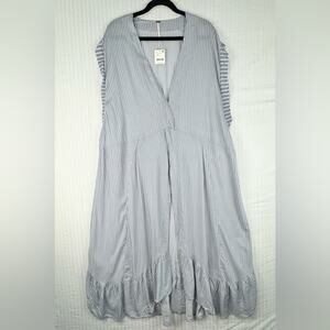 Free People Gone Sailing Maxi Dress Nautical Stripe Twist Detailing Size Medium